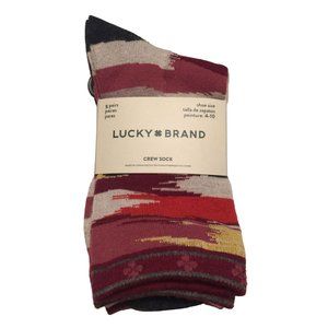 Lucky Brand Ladies Crew Socks Size 4-10 Plum Navy Taupe Gray 5 Pairs